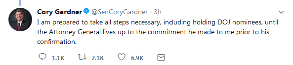 Gov. Gardner Sessions Tweet